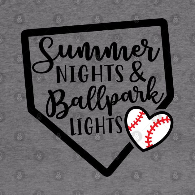 Summer Nights Ballpark Lights Baseball by GlimmerDesigns